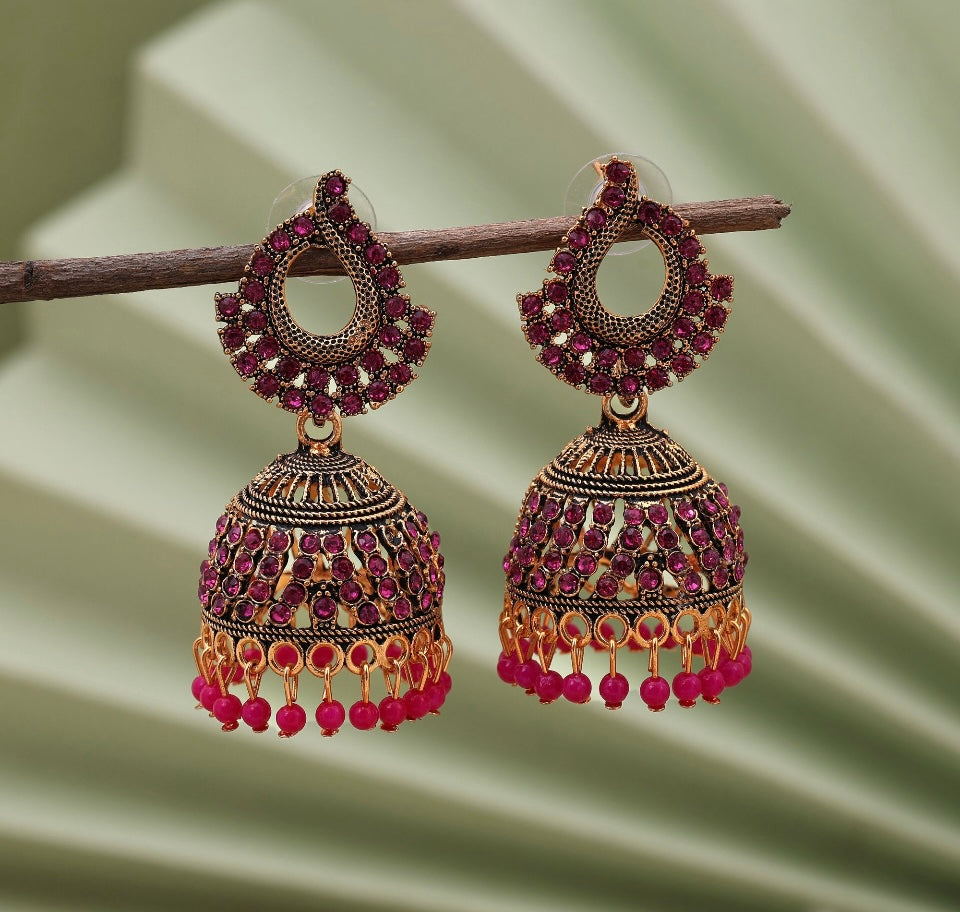 Fashion Rhinestone Jhumka Earrings