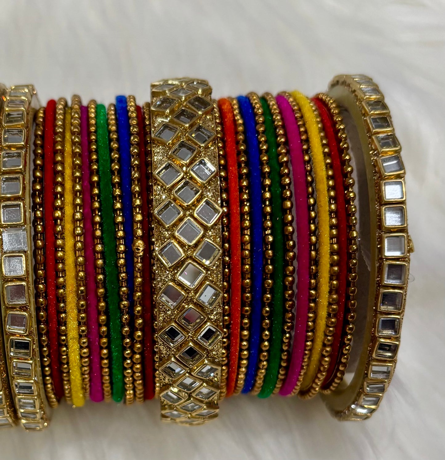 Gorgeous Velvet & Metal Bangle Set