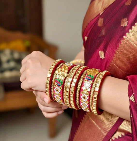 Gorgeous Peacock Design Bangle Set