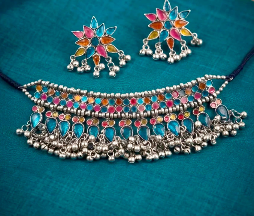 Fashion Oxidized Choker Necklace Set