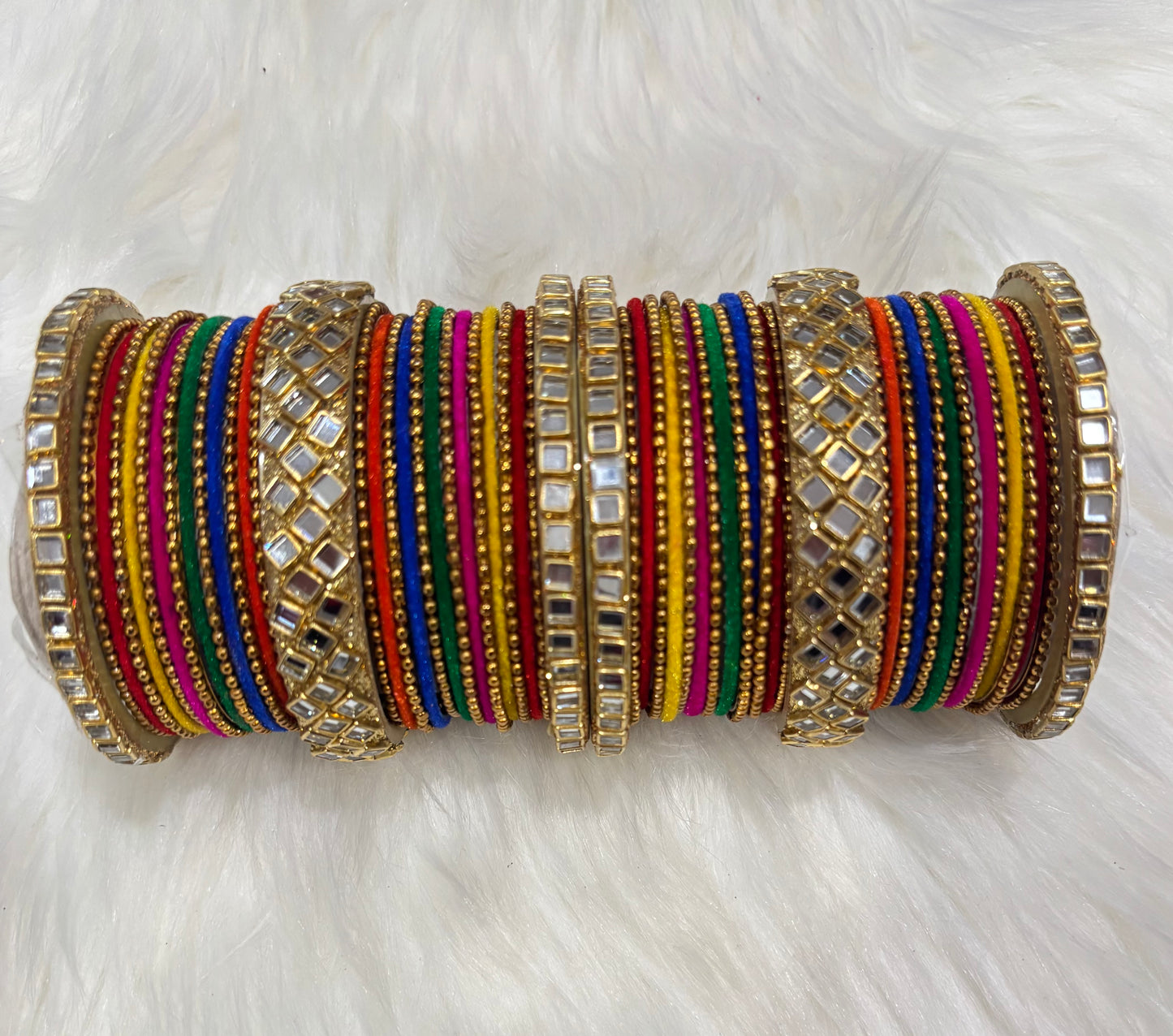 Gorgeous Velvet & Metal Bangle Set