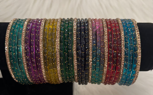 Gorgeous Multicolor Glass Bangle Set