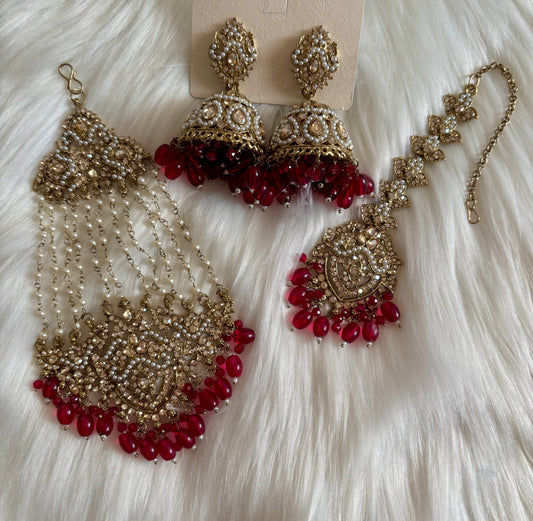 Fashion Jhumka,Maang Tikka & Pasa Set