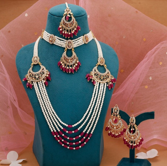 Fashion Choker Necklace & Mala Necklace Set