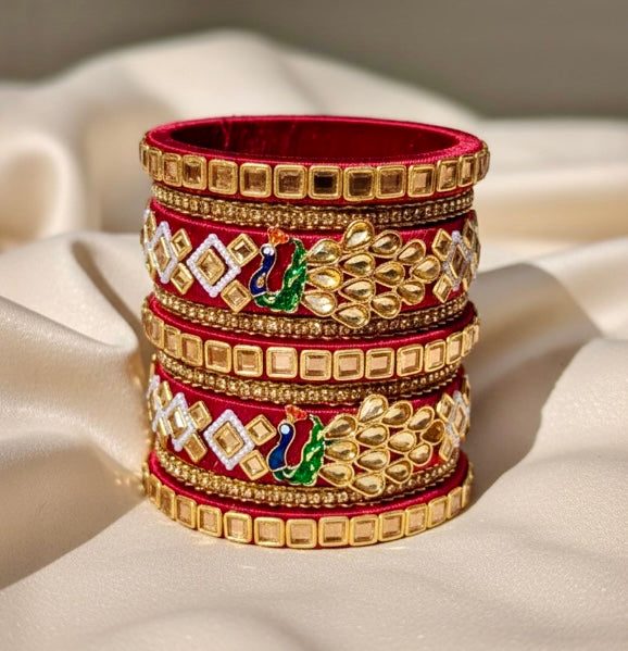 Gorgeous Peacock Design Bangle Set