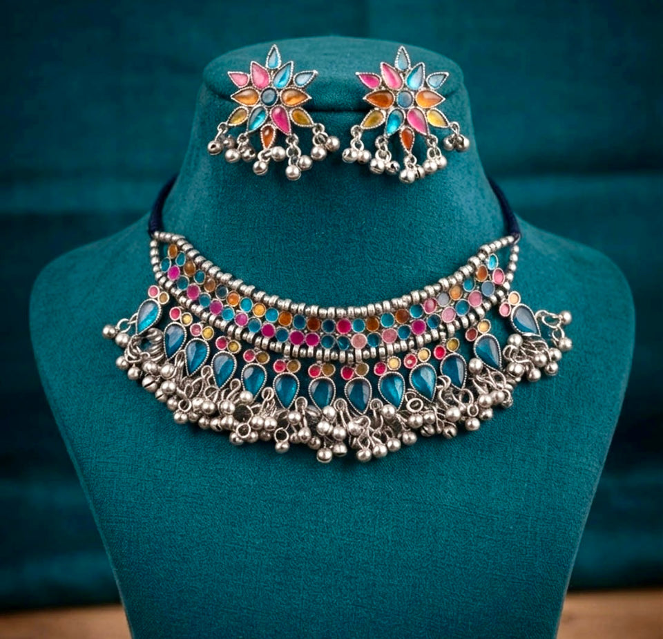 Fashion Oxidized Choker Necklace Set