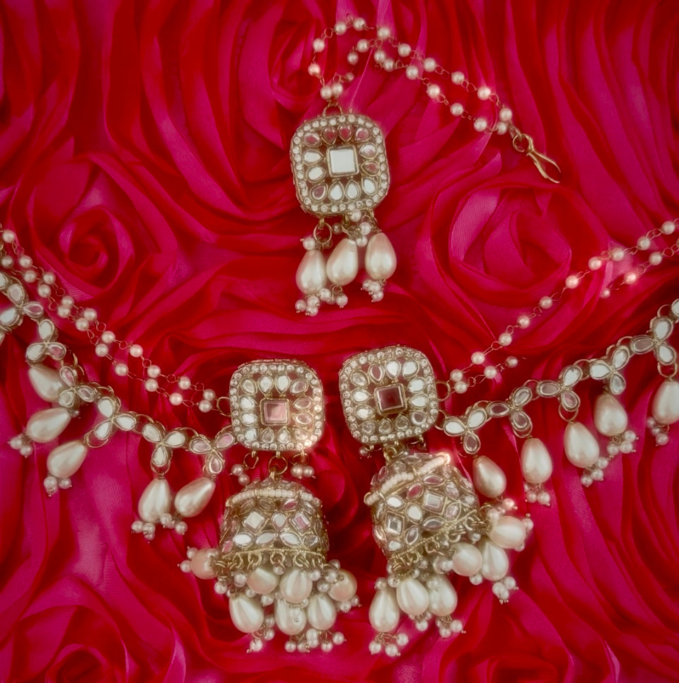 Gorgeous Mirror Jhumka & Tikka Set