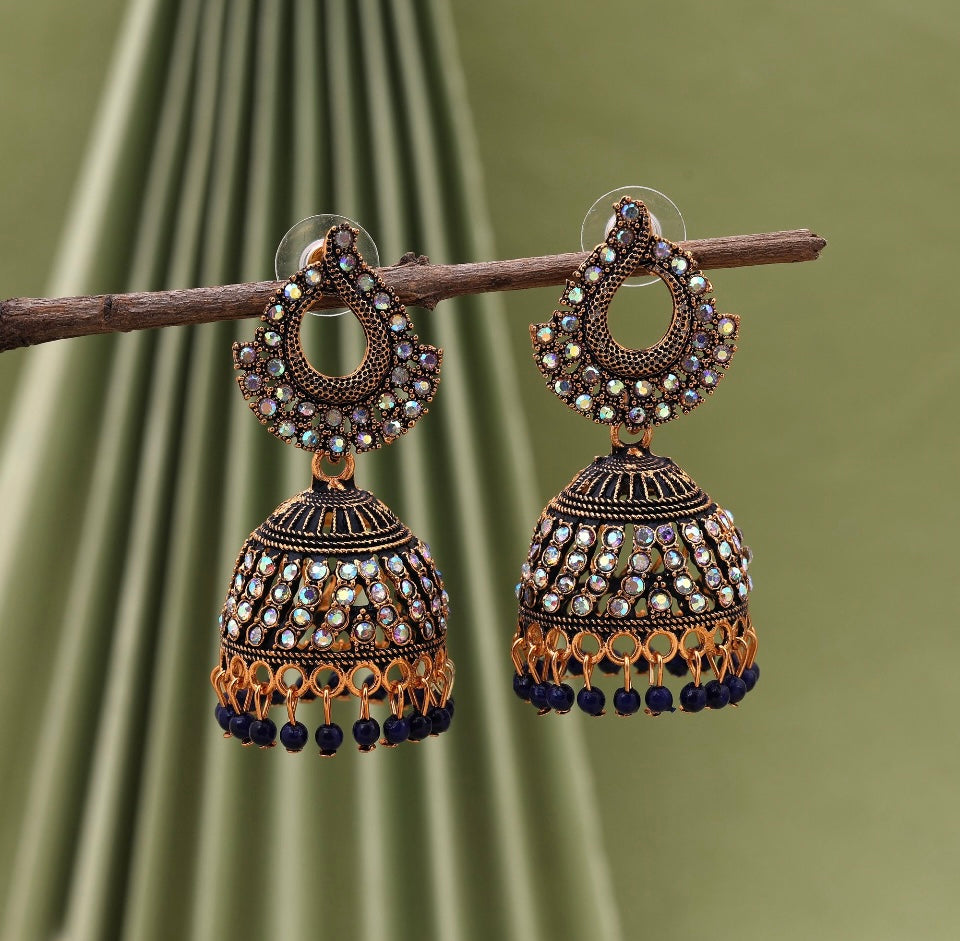Fashion Rhinestone Jhumka Earrings