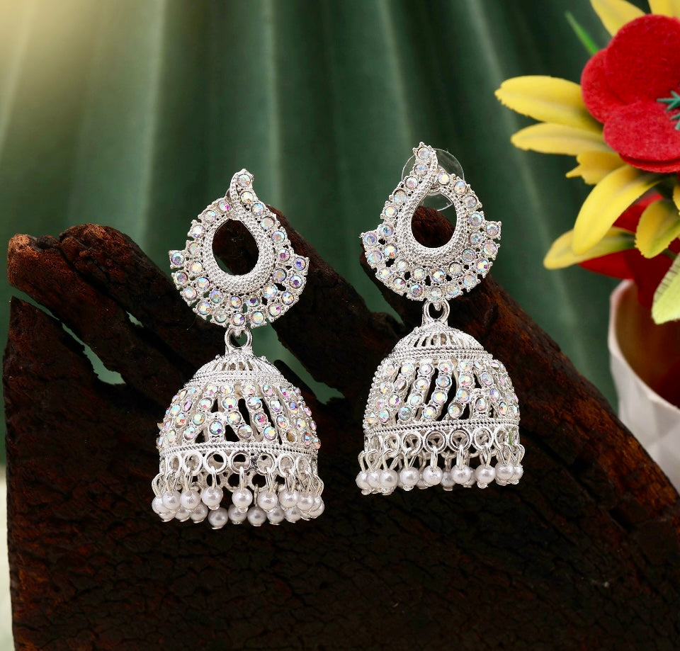 Gorgeous Rhinestone Jhumka Earrings