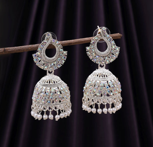 Gorgeous Rhinestone Jhumka Earrings