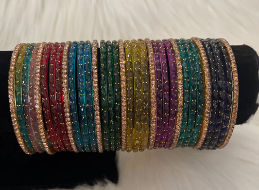 Gorgeous Multicolor Glass Bangle Set